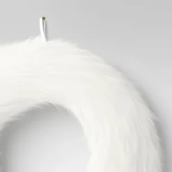 22" Faux Fur Christmas Decorative Wreath White - Wondershop™ -Home Decor GUEST 01328bd5 fbdd 49f0 9229 2c16d4f08805