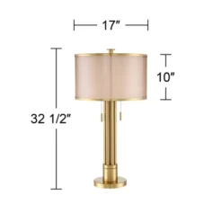 Possini Euro Design Granview Modern Table Lamp 32 1/2" Tall Brass Column Taupe Organza Outer Off White Linen Inner Drum Shade For Bedroom Living Room 16 Possini Euro Design Granview Modern Table Lamp 32 1/2" Tall Brass Column Taupe Organza Outer Off White Linen Inner Drum Shade For Bedroom Living Room -Home Decor GUEST 04c72a7f 13a7 48df a539 a4e1a28cd6d9