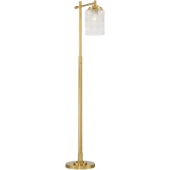 Possini Euro Design Kinsey Modern Downbridge Floor Lamp 67" Tall Warm Brass Metal Stone Pattern Glass Shade For Living Room Reading Bedroom Office -Home Decor GUEST 04fcb54f 8f9c 40c0 befd 7eac12bb7433