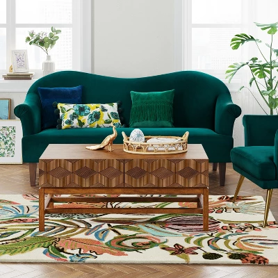 Floral Wool Tufted Area Rug Pink/White - Opalhouse™ 3 Floral Wool Tufted Area Rug Pink/White - Opalhouse™ - Image 2