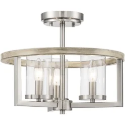 Possini Euro Design Senna Modern Industrial Ceiling Light Semi Flush Mount Fixture 15" Wide Brushed Nickel Gray Wood 3-Light Clear Glass For Bedroom 12 Possini Euro Design Senna Modern Industrial Ceiling Light Semi Flush Mount Fixture 15" Wide Brushed Nickel Gray Wood 3-Light Clear Glass For Bedroom -Home Decor GUEST 08dd1794 0813 479b a383 aeb04b0df2ca