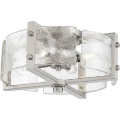 Possini Euro Design Prane Modern Industrial Ceiling Light Semi Flush Mount Fixture 17" Wide Brushed Nickel 4-Light Warped Glass For Bedroom Kitchen 15 Possini Euro Design Prane Modern Industrial Ceiling Light Semi Flush Mount Fixture 17" Wide Brushed Nickel 4-Light Warped Glass For Bedroom Kitchen -Home Decor GUEST 0b15a987 8368 4f37 ba90 8aa73cc6819f
