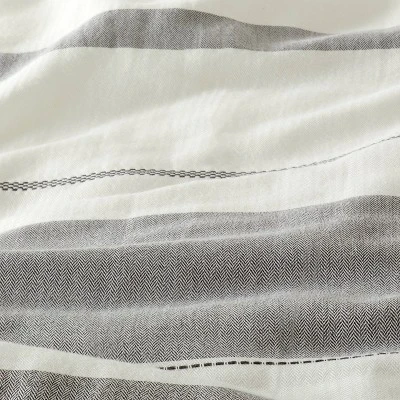 Herringbone Stripe Comforter & Sham Set Sour Cream/Railroad Gray 3 Herringbone Stripe Comforter & Sham Set Sour Cream/Railroad Gray