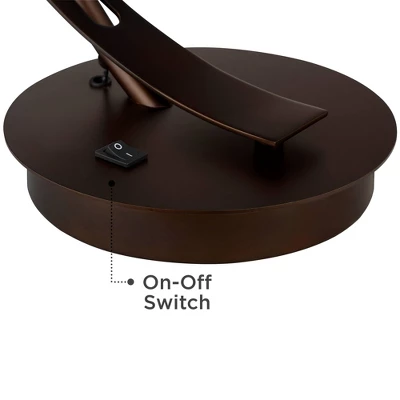 Possini Euro Design Modern Desk Lamps Set Of 2 With USB Port 22 1/2" High Bronze LED Clear Seeded Glass Shade For Bedroom Office 6 Possini Euro Design Modern Desk Lamps Set Of 2 With USB Port 22 1/2" High Bronze LED Clear Seeded Glass Shade For Bedroom Office - Image 4