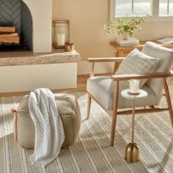 Hand-Woven Pouf Ottoman With Leather Trim - Hearth & Hand™ With Magnolia