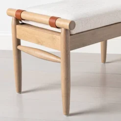 Upholstered Natural Wood Ottoman - Hearth & Hand™ With Magnolia