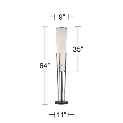 Possini Euro Design Flute Modern Torchiere Floor Lamp 64" Tall Satin Black Brushed Nickel White Linen Shade For Living Room Bedroom Office House Home 9 Possini Euro Design Flute Modern Torchiere Floor Lamp 64" Tall Satin Black Brushed Nickel White Linen Shade For Living Room Bedroom Office House Home - Image 7
