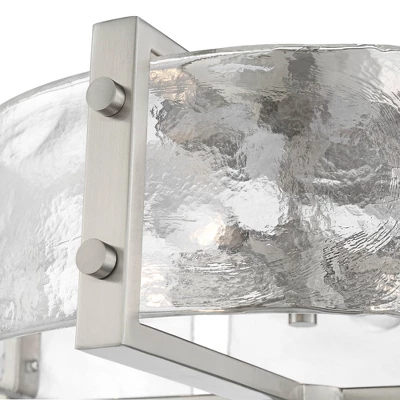 Possini Euro Design Prane Modern Industrial Ceiling Light Semi Flush Mount Fixture 17" Wide Brushed Nickel 4-Light Warped Glass For Bedroom Kitchen 4 Possini Euro Design Prane Modern Industrial Ceiling Light Semi Flush Mount Fixture 17" Wide Brushed Nickel 4-Light Warped Glass For Bedroom Kitchen - Image 2