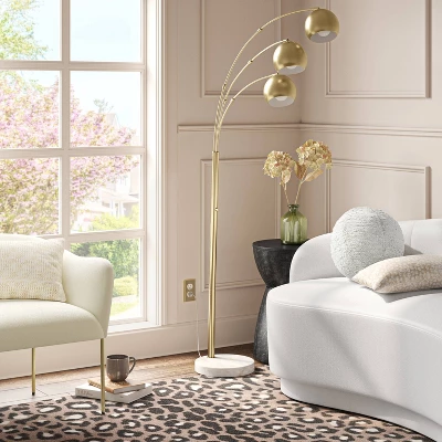 Span 3-Head Metal Globe Floor Lamp Brass - Threshold™ 4 Span 3-Head Metal Globe Floor Lamp Brass - Threshold™ - Image 2