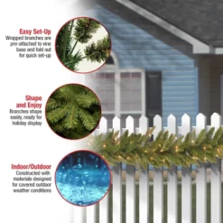 National Tree Company Pre-Lit 'Feel Real' Artificial Christmas Garland, Green, Frasier Grande, White Lights, Plug In, Christmas Collection, 9 Feet -Home Decor GUEST 2b05e4e5 8bde 4913 9ee3 e841a1681486