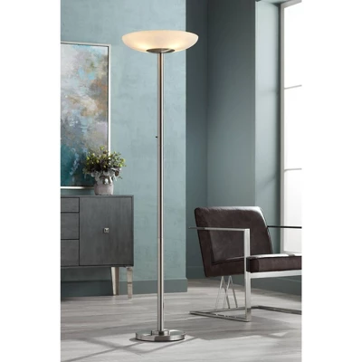 Possini Euro Design Meridian Light Blaster Modern Torchiere Floor Lamp 72" Tall Brushed Nickel LED Frosted Glass Shade For Living Room Bedroom Office 3 Possini Euro Design Meridian Light Blaster Modern Torchiere Floor Lamp 72" Tall Brushed Nickel LED Frosted Glass Shade For Living Room Bedroom Office