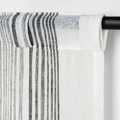 Vertical Stripe Curtain Sheer Gray/Cream - Hearth & Hand™ With Magnolia 7 Vertical Stripe Curtain Sheer Gray/Cream - Hearth & Hand™ With Magnolia - Image 5