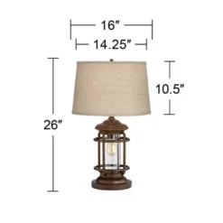 Franklin Iron Works Andreas Industrial Table Lamp 26" High Brown Metal With Nightlight LED And USB Charging Port Oatmeal Shade For Living Room Desk 13 Franklin Iron Works Andreas Industrial Table Lamp 26" High Brown Metal With Nightlight LED And USB Charging Port Oatmeal Shade For Living Room Desk -Home Decor GUEST 30e5398d 8d45 4b7a 9408 c81680af6f99