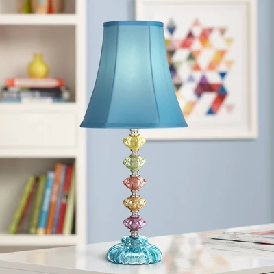 360 Lighting Bohemian Country Cottage Accent Table Lamp 21" High Teal Blue Stacked Glass For Bedroom Living Room Bedside Nightstand Office Kids Family 3 360 Lighting Bohemian Country Cottage Accent Table Lamp 21" High Teal Blue Stacked Glass For Bedroom Living Room Bedside Nightstand Office Kids Family
