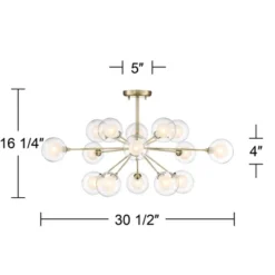 Possini Euro Design Modern Ceiling Light Semi Flush Mount Fixture Sputnik Brass 30 1/2" Wide 15-Light Double Glass Ball Hallway 13 Possini Euro Design Modern Ceiling Light Semi Flush Mount Fixture Sputnik Brass 30 1/2" Wide 15-Light Double Glass Ball Hallway -Home Decor GUEST 317f6f78 bba3 4e43 bc4e 75fe5664e121