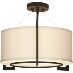 Possini Euro Design Stinson Modern Ceiling Light Semi Flush Mount Fixture 17 1/4" Wide Bronze 3-Light Linen Drum Shade For Bedroom Kitchen Living Room 12 Possini Euro Design Stinson Modern Ceiling Light Semi Flush Mount Fixture 17 1/4" Wide Bronze 3-Light Linen Drum Shade For Bedroom Kitchen Living Room -Home Decor GUEST 357f78c5 acd0 470c bd31 c9b75143728f