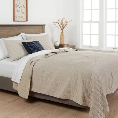 Herringbone Flannel Quilt Beige - Threshold 3 Herringbone Flannel Quilt Beige - Threshold