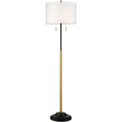 Possini Euro Design Roxie Modern Floor Lamp With Riser 65 1/2" Tall Brass Black Metal Sheer Linen Double Drum Shade For Living Room Bedroom Office 14 Possini Euro Design Roxie Modern Floor Lamp With Riser 65 1/2" Tall Brass Black Metal Sheer Linen Double Drum Shade For Living Room Bedroom Office -Home Decor GUEST 3a086c6e 1973 4084 b26b e9fc7acd17aa