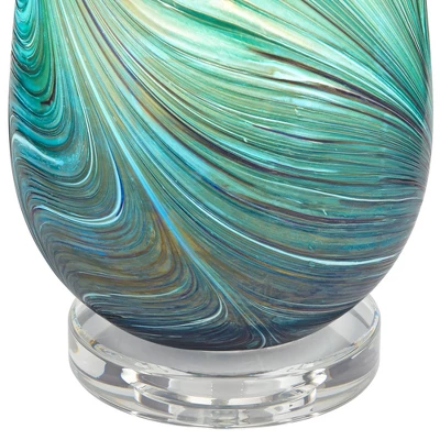 360 Lighting Carmen Modern Coastal Accent Table Lamps 12 1/2" High Set Of 2 Green Art Glass Shade For Bedroom Bedside Nightstand Office 5 360 Lighting Carmen Modern Coastal Accent Table Lamps 12 1/2" High Set Of 2 Green Art Glass Shade For Bedroom Bedside Nightstand Office - Image 3