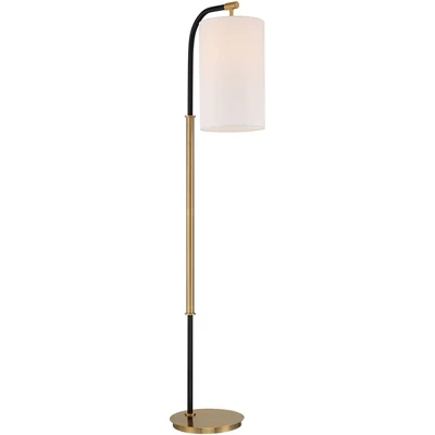 Possini Euro Design Sausalito Mid Century Modern Downbridge Floor Lamp 67" Tall Warm Gold Black Metal Linen Cylinder Shade For Living Room Reading 8 Possini Euro Design Sausalito Mid Century Modern Downbridge Floor Lamp 67" Tall Warm Gold Black Metal Linen Cylinder Shade For Living Room Reading - Image 6