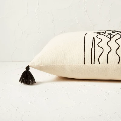 Oversized Oblong Embroidered Decorative Throw Pillow Natural/Black - Opalhouse™ Designed With Jungalow™ 4 Oversized Oblong Embroidered Decorative Throw Pillow Natural/Black - Opalhouse™ Designed With Jungalow™ - Image 2