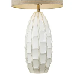 Possini Euro Design Cosgrove Modern Mid Century Table Lamp 32 3/4" Tall White Glazed Ceramic Beige Fabric Drum Shade For Bedroom Living Room Bedside -Home Decor GUEST 4071ce30 3ef3 4f98 9390 6f7c7f7a79d4