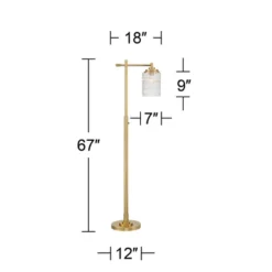 Possini Euro Design Kinsey Modern Downbridge Floor Lamp 67" Tall Warm Brass Metal Stone Pattern Glass Shade For Living Room Reading Bedroom Office -Home Decor GUEST 461da0e8 8e4f 4dd3 83f5 893c649dceab