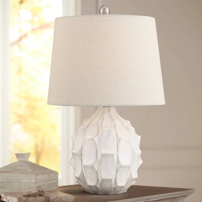 360 Lighting Ellen 21" High Sculptured Small Mid Century Modern Coastal Accent Table Lamp White Ceramic Single Living Room Bedroom Bedside Nightstand 3 360 Lighting Ellen 21" High Sculptured Small Mid Century Modern Coastal Accent Table Lamp White Ceramic Single Living Room Bedroom Bedside Nightstand