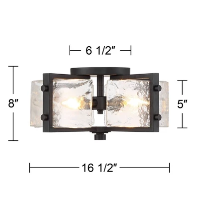 Possini Euro Design Adri Modern Ceiling Light Flush Mount Fixture Black 16 1/2" Wide Black 4-Light Textured Glass For Bedroom Kitchen Living Room Home 7 Possini Euro Design Adri Modern Ceiling Light Flush Mount Fixture Black 16 1/2" Wide Black 4-Light Textured Glass For Bedroom Kitchen Living Room Home - Image 5