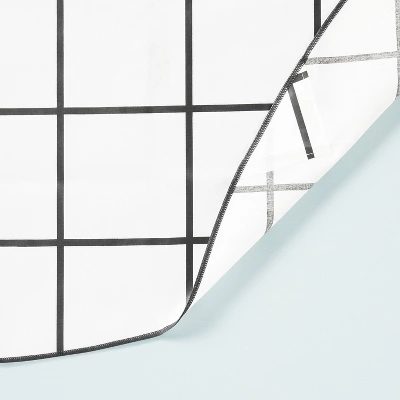 70" Grid Lines Wipeable Oil-Cloth Round Tablecloth Dark Gray/Cream - Hearth & Hand™ With Magnolia 4 70" Grid Lines Wipeable Oil-Cloth Round Tablecloth Dark Gray/Cream - Hearth & Hand™ With Magnolia - Image 2