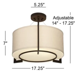 Possini Euro Design Stinson Modern Ceiling Light Semi Flush Mount Fixture 17 1/4" Wide Bronze 3-Light Linen Drum Shade For Bedroom Kitchen Living Room 14 Possini Euro Design Stinson Modern Ceiling Light Semi Flush Mount Fixture 17 1/4" Wide Bronze 3-Light Linen Drum Shade For Bedroom Kitchen Living Room -Home Decor GUEST 5cfc32a1 5a13 49e4 b20a c7db2f1f1e48