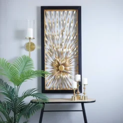 Metal Sunburst Coiled Ribbon Wall Decor With Black Frame Gold - Olivia & May 23 Metal Sunburst Coiled Ribbon Wall Decor With Black Frame Gold - Olivia & May -Home Decor GUEST 5d24c335 008c 4188 838d bf43666bd550