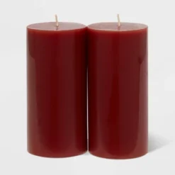 2pk Pillars Warm Cider & Cinnamon Red - Threshold™ -Home Decor GUEST 5fecdd6e 5da9 48e9 866c c72973a56b09