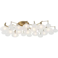 Possini Euro Design Lilypad Modern Ceiling Light Semi Flush Mount Fixture 30 1/4" Wide Warm Brass 12-Light Frosted Glass Shade For Bedroom Living Room 13 Possini Euro Design Lilypad Modern Ceiling Light Semi Flush Mount Fixture 30 1/4" Wide Warm Brass 12-Light Frosted Glass Shade For Bedroom Living Room -Home Decor GUEST 6290ad1c 7303 4beb b78c 9260da63b240