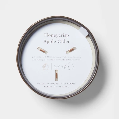 16oz Blackened Bowl Ceramic With Multi Woodwick And Dustcover Honeycrisp Apple Cider Candle Black - Threshold™ 6 16oz Blackened Bowl Ceramic With Multi Woodwick And Dustcover Honeycrisp Apple Cider Candle Black - Threshold™ - Image 4