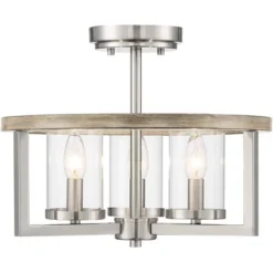 Possini Euro Design Senna Modern Industrial Ceiling Light Semi Flush Mount Fixture 15" Wide Brushed Nickel Gray Wood 3-Light Clear Glass For Bedroom 10 Possini Euro Design Senna Modern Industrial Ceiling Light Semi Flush Mount Fixture 15" Wide Brushed Nickel Gray Wood 3-Light Clear Glass For Bedroom -Home Decor GUEST 66823a90 d9b1 40d9 9cf1 956b7031d5f8