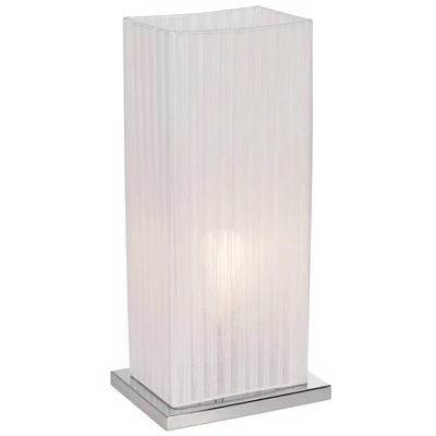 360 Lighting Cube Modern Accent Table Lamp 19 3/4" High White Ribbon Fabric Shade For Bedroom Living Room Bedside Nightstand Office Kids Family House 4 360 Lighting Cube Modern Accent Table Lamp 19 3/4" High White Ribbon Fabric Shade For Bedroom Living Room Bedside Nightstand Office Kids Family House - Image 2
