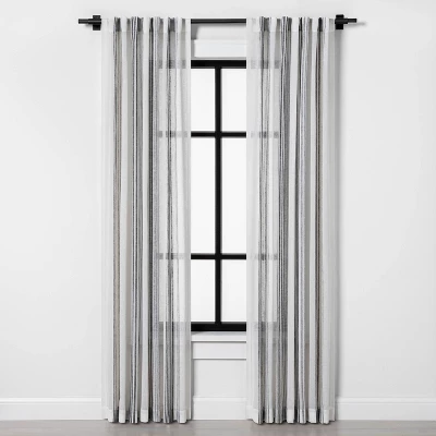 Vertical Stripe Curtain Sheer Gray/Cream - Hearth & Hand™ With Magnolia 3 Vertical Stripe Curtain Sheer Gray/Cream - Hearth & Hand™ With Magnolia
