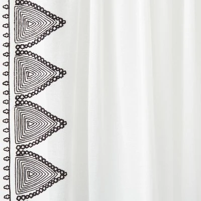 1pc Light Filtering Diamond Border Window Curtain Panel White - Opalhouse™ Designed With Jungalow™ 5 1pc Light Filtering Diamond Border Window Curtain Panel White - Opalhouse™ Designed With Jungalow™ - Image 3