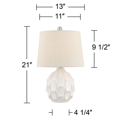 360 Lighting Ellen 21" High Sculptured Small Mid Century Modern Coastal Accent Table Lamp White Ceramic Single Living Room Bedroom Bedside Nightstand 7 360 Lighting Ellen 21" High Sculptured Small Mid Century Modern Coastal Accent Table Lamp White Ceramic Single Living Room Bedroom Bedside Nightstand - Image 5
