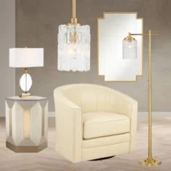 Possini Euro Design Kinsey Modern Downbridge Floor Lamp 67" Tall Warm Brass Metal Stone Pattern Glass Shade For Living Room Reading Bedroom Office -Home Decor GUEST 6e6ccf14 87f1 4cac 86f0 ca3be36ab762