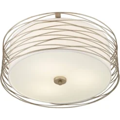 Possini Euro Design Modern Ceiling Light Flush Mount Fixture Antique Silver Leaf 18" Wide Wavy Spun White Drum For Bedroom Kitchen 13 Possini Euro Design Modern Ceiling Light Flush Mount Fixture Antique Silver Leaf 18" Wide Wavy Spun White Drum For Bedroom Kitchen -Home Decor GUEST 6e794785 090f 4408 857a 540b895c84a4