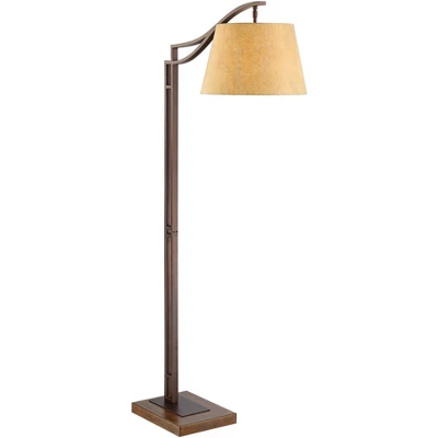 Franklin Iron Works Tahoe Rustic Industrial Downbridge Arc Floor Lamp 60" Tall Bronze Metal Faux Leather Empire Shade For Living Room Reading Bedroom 7 Franklin Iron Works Tahoe Rustic Industrial Downbridge Arc Floor Lamp 60" Tall Bronze Metal Faux Leather Empire Shade For Living Room Reading Bedroom - Image 5