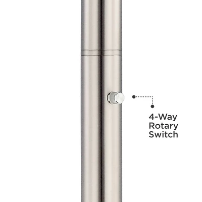 Possini Euro Design Light Blaster Art Deco Torchiere Floor Lamp 72 1/2" Tall Brushed Nickel LED Frosted Glass Bowl Shade For Living Room Bedroom House 5 Possini Euro Design Light Blaster Art Deco Torchiere Floor Lamp 72 1/2" Tall Brushed Nickel LED Frosted Glass Bowl Shade For Living Room Bedroom House - Image 3