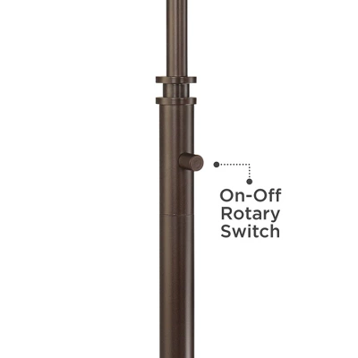 Possini Euro Design Industrial Floor Lamp Adjustable Arm 62.5" Tall Oiled Bronze Metal Light Brown Linen Drum Shade For Living Room Reading 6 Possini Euro Design Industrial Floor Lamp Adjustable Arm 62.5" Tall Oiled Bronze Metal Light Brown Linen Drum Shade For Living Room Reading - Image 4