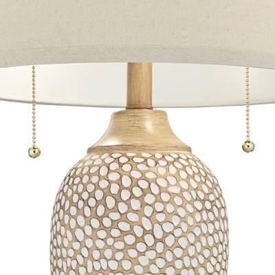 360 Lighting Cody Rustic Farmhouse Table Lamps 24 1/2" High Set Of 2 Beige Textured Pebble Drum Shade For Bedroom Living Room Bedside Nightstand House 6 360 Lighting Cody Rustic Farmhouse Table Lamps 24 1/2" High Set Of 2 Beige Textured Pebble Drum Shade For Bedroom Living Room Bedside Nightstand House - Image 4