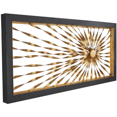 Metal Sunburst Coiled Ribbon Wall Decor With Black Frame Gold - Olivia & May 13 Metal Sunburst Coiled Ribbon Wall Decor With Black Frame Gold - Olivia & May - Image 11