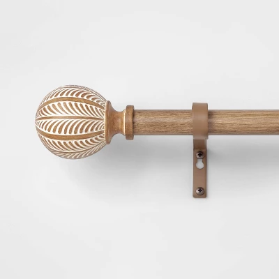 Carved Light Woodtone Ball Curtain Rod Natural - Opalhouse™ 5 Carved Light Woodtone Ball Curtain Rod Natural - Opalhouse™ - Image 3