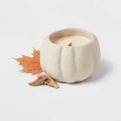 12oz Brushed Abstract Pumpkin Ceramic With Woodwick And Dustcover Dried Leaves + Hickory Candle - Threshold™ 7 12oz Brushed Abstract Pumpkin Ceramic With Woodwick And Dustcover Dried Leaves + Hickory Candle - Threshold™ -Home Decor GUEST 7e61ac14 cadc 4479 afc9 4fef6ae68495