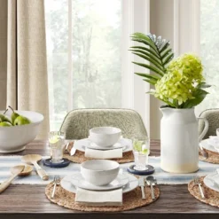 16pc Porcelain Beaded Rim Dinnerware Set White - Threshold™ -Home Decor GUEST 81517997 f58c 4b61 b851 e254615c0e6f